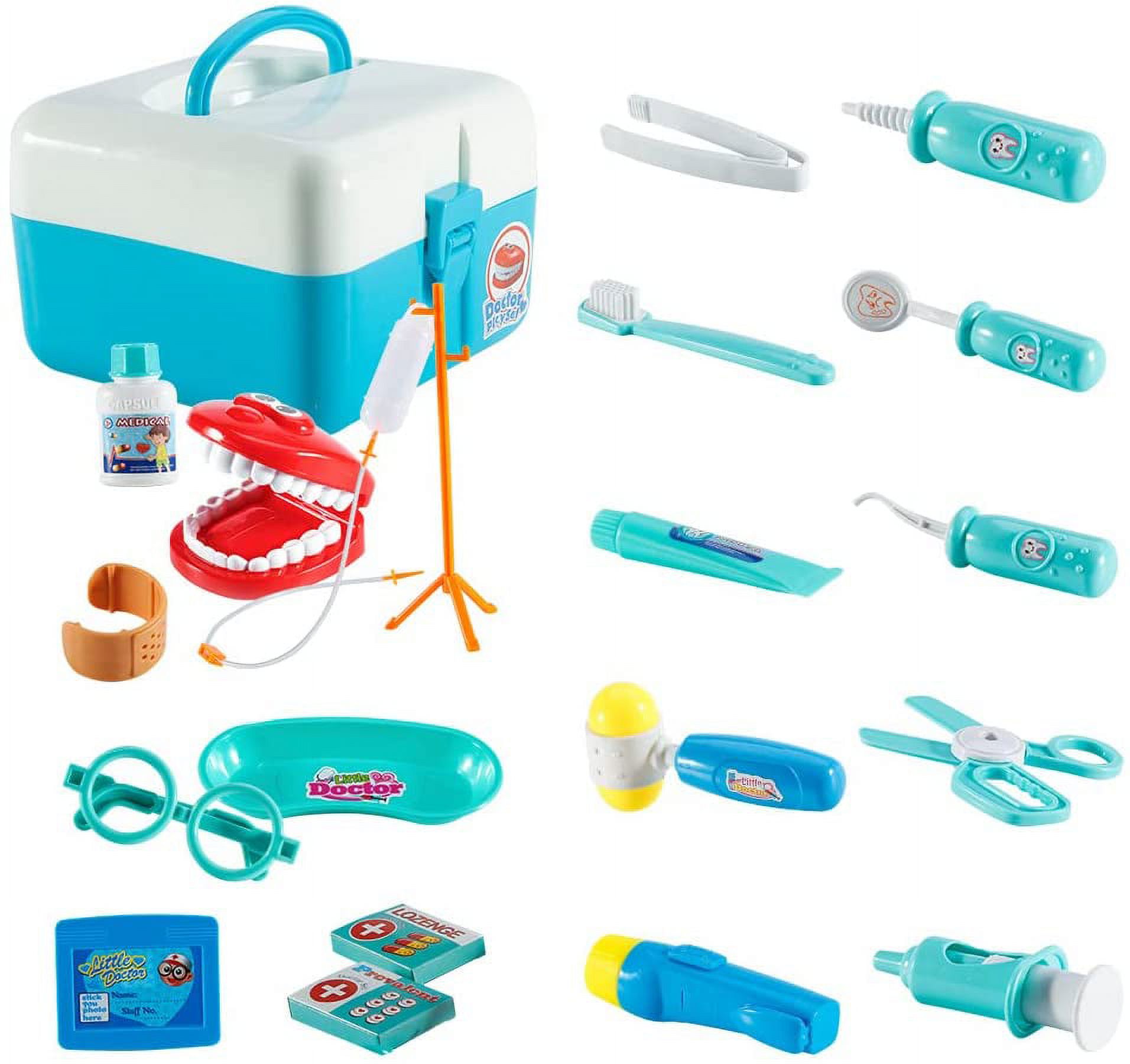 Dentist Toy for Kids, 20 Pcs Pretend Play Dentist Tools Medical Set for  Toddlers(Blue)